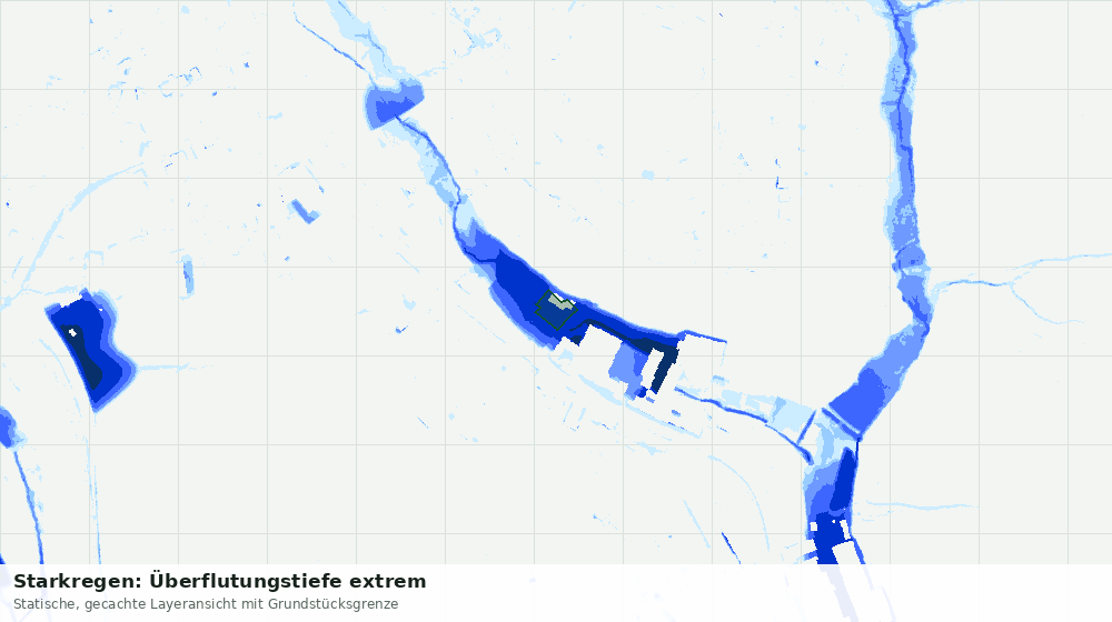 Statische Kartenansicht: Starkregen: Überflutungstiefe extrem