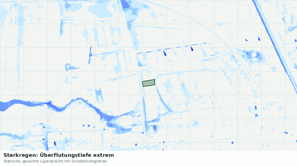 Statische Kartenansicht: Starkregen: Überflutungstiefe extrem
