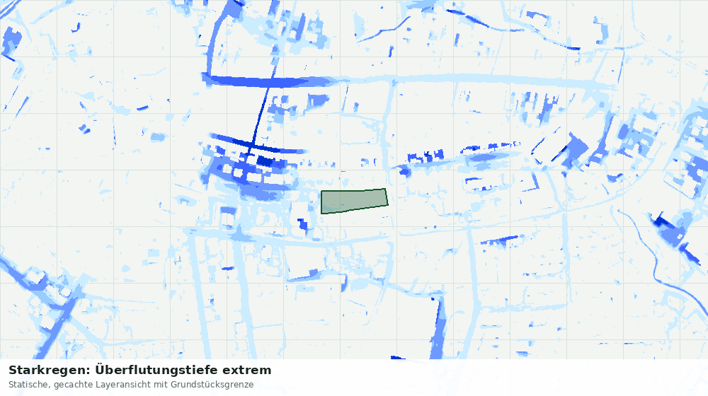 Statische Kartenansicht: Starkregen: Überflutungstiefe extrem