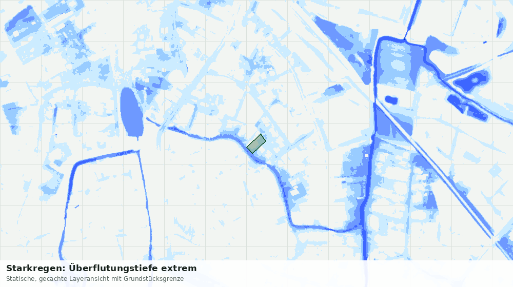 Statische Kartenansicht: Starkregen: Überflutungstiefe extrem