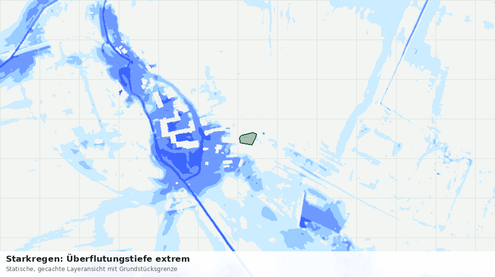 Statische Kartenansicht: Starkregen: Überflutungstiefe extrem