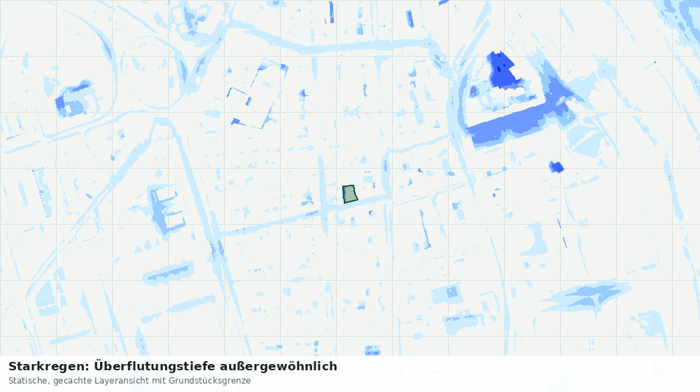 Statische Kartenansicht: Starkregen: Überflutungstiefe außergewöhnlich