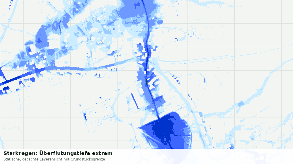 Statische Kartenansicht: Starkregen: Überflutungstiefe extrem