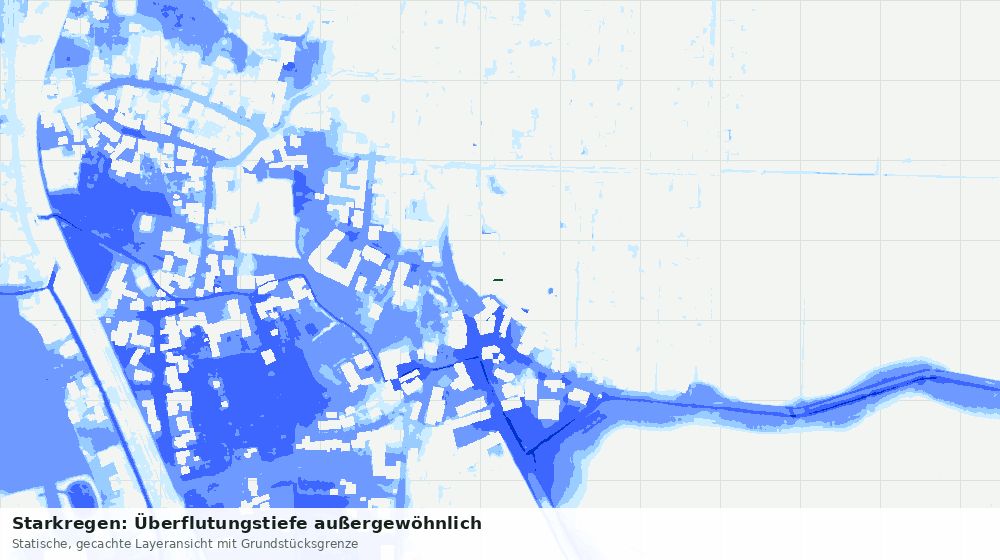 Statische Kartenansicht: Starkregen: Überflutungstiefe außergewöhnlich