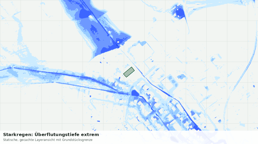 Statische Kartenansicht: Starkregen: Überflutungstiefe extrem