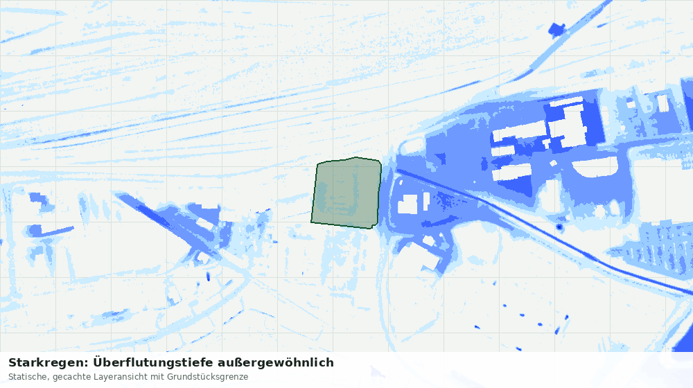 Statische Kartenansicht: Starkregen: Überflutungstiefe außergewöhnlich