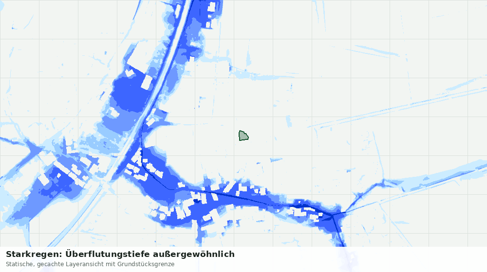 Statische Kartenansicht: Starkregen: Überflutungstiefe außergewöhnlich