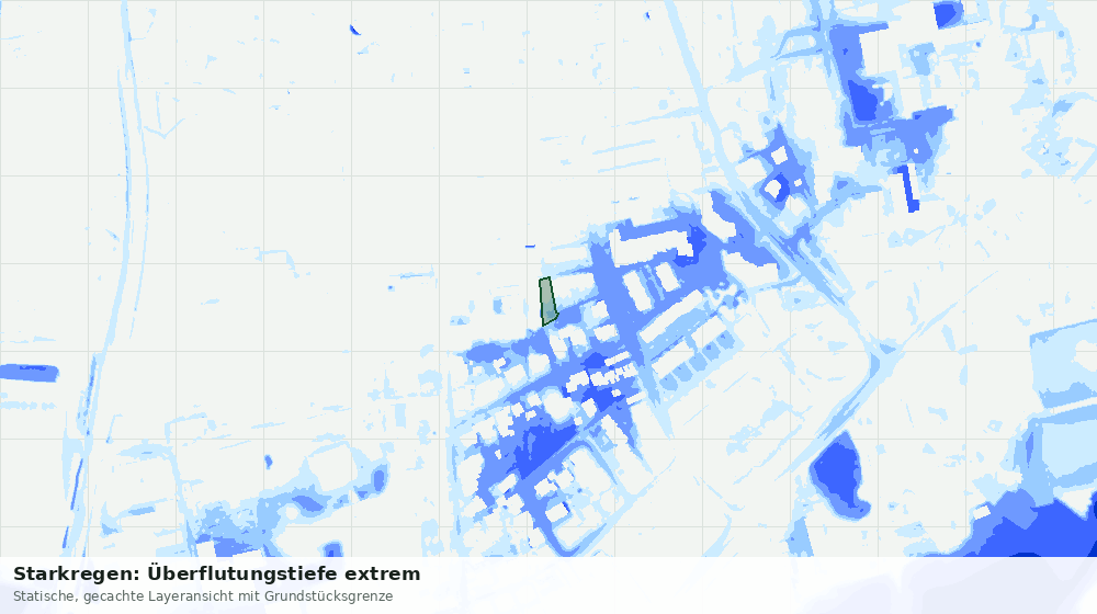Statische Kartenansicht: Starkregen: Überflutungstiefe extrem