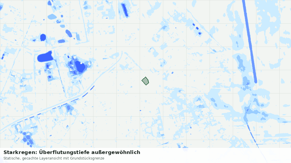 Statische Kartenansicht: Starkregen: Überflutungstiefe außergewöhnlich