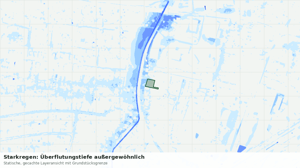 Statische Kartenansicht: Starkregen: Überflutungstiefe außergewöhnlich