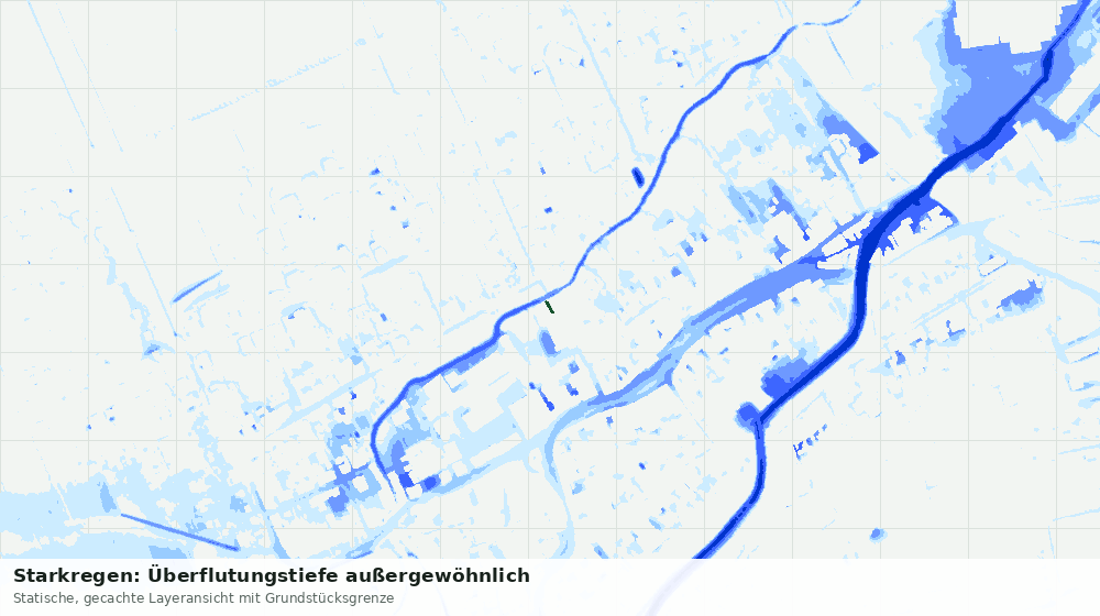 Statische Kartenansicht: Starkregen: Überflutungstiefe außergewöhnlich