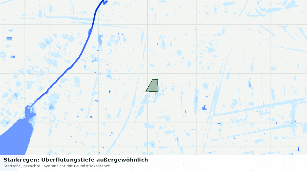 Statische Kartenansicht: Starkregen: Überflutungstiefe außergewöhnlich