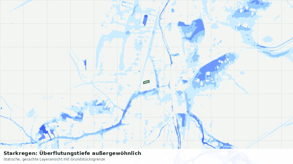 Statische Kartenansicht: Starkregen: Überflutungstiefe außergewöhnlich