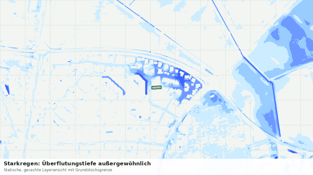 Statische Kartenansicht: Starkregen: Überflutungstiefe außergewöhnlich