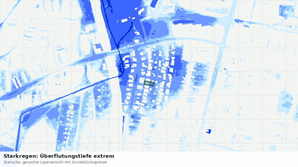 Statische Kartenansicht: Starkregen: Überflutungstiefe extrem