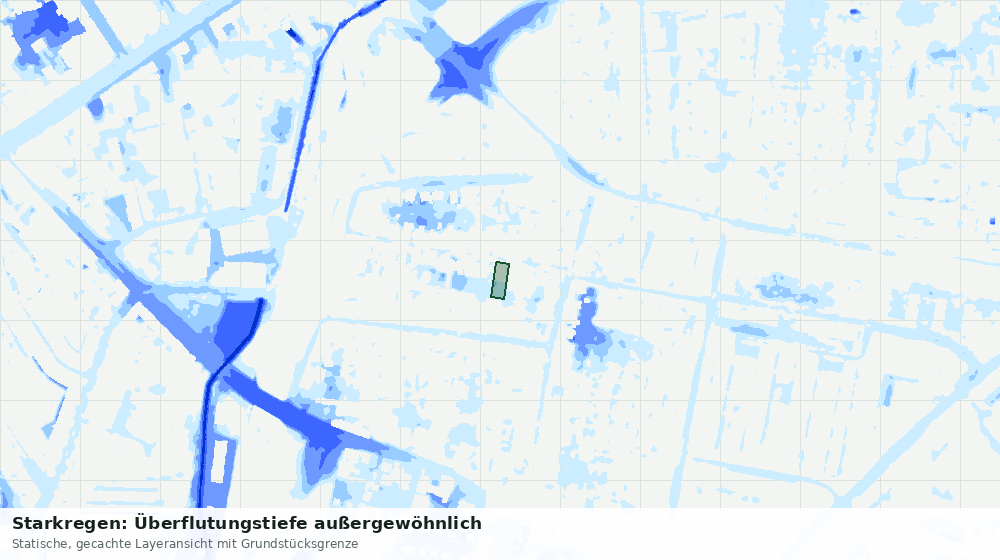Statische Kartenansicht: Starkregen: Überflutungstiefe außergewöhnlich