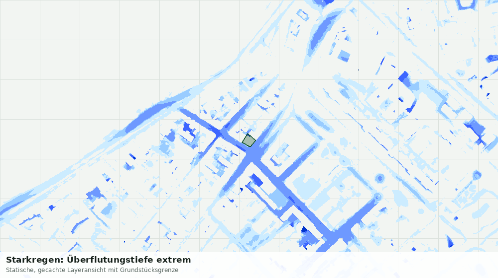 Statische Kartenansicht: Starkregen: Überflutungstiefe extrem
