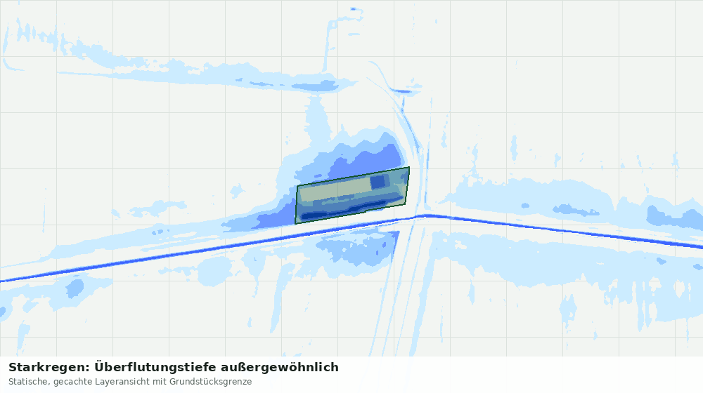 Statische Kartenansicht: Starkregen: Überflutungstiefe außergewöhnlich