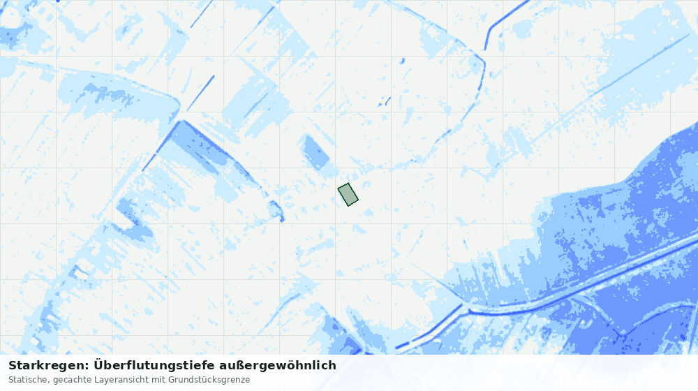 Statische Kartenansicht: Starkregen: Überflutungstiefe außergewöhnlich
