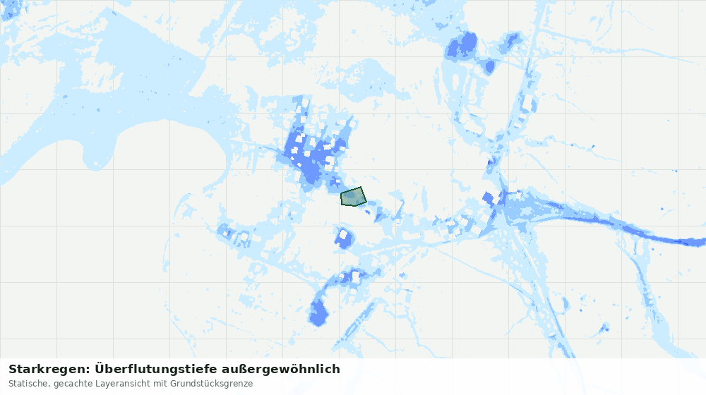 Statische Kartenansicht: Starkregen: Überflutungstiefe außergewöhnlich