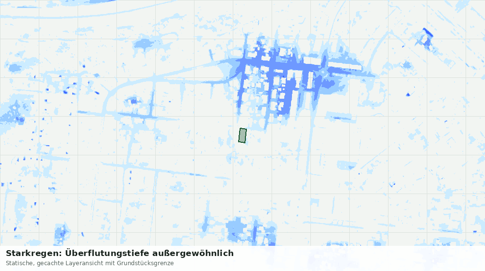 Statische Kartenansicht: Starkregen: Überflutungstiefe außergewöhnlich