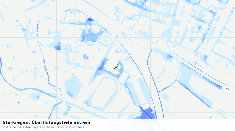 Statische Kartenansicht: Starkregen: Überflutungstiefe extrem