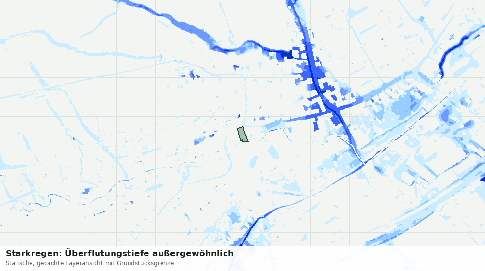Statische Kartenansicht: Starkregen: Überflutungstiefe außergewöhnlich