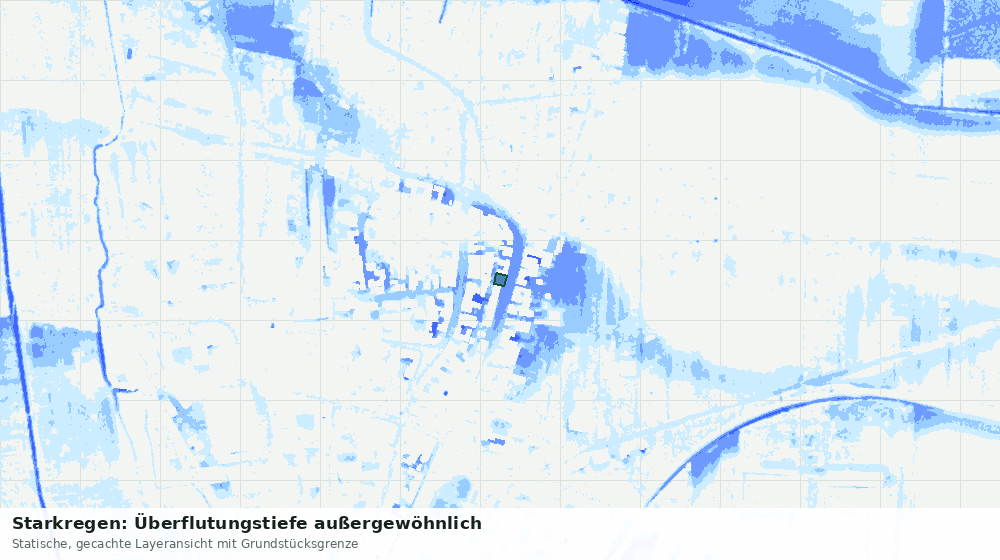 Statische Kartenansicht: Starkregen: Überflutungstiefe außergewöhnlich