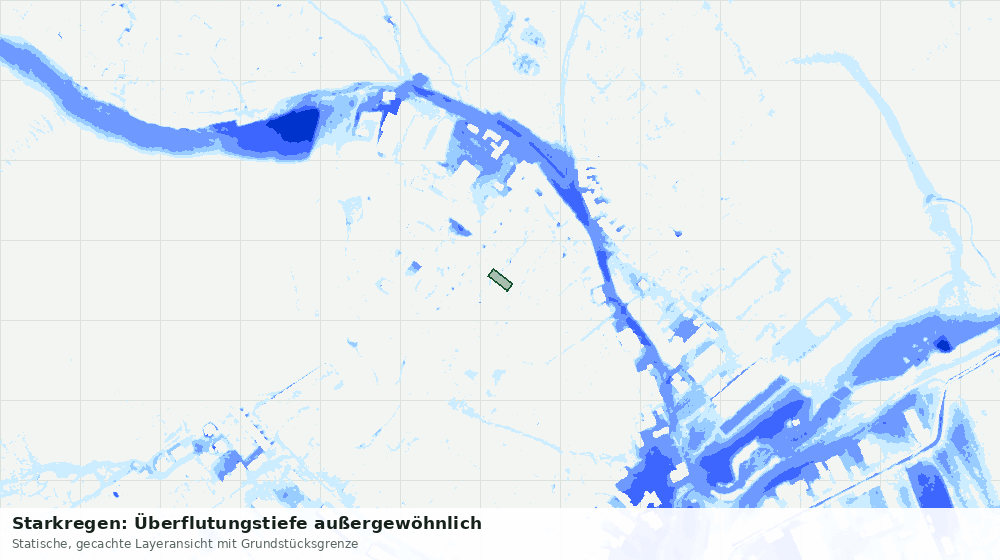 Statische Kartenansicht: Starkregen: Überflutungstiefe außergewöhnlich