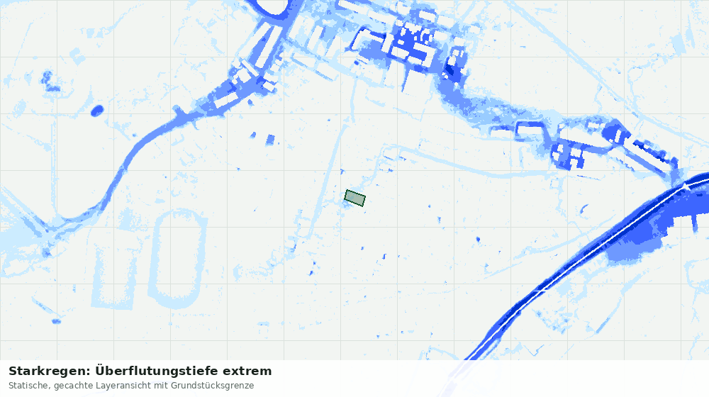 Statische Kartenansicht: Starkregen: Überflutungstiefe extrem