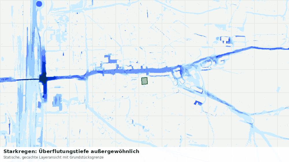 Statische Kartenansicht: Starkregen: Überflutungstiefe außergewöhnlich
