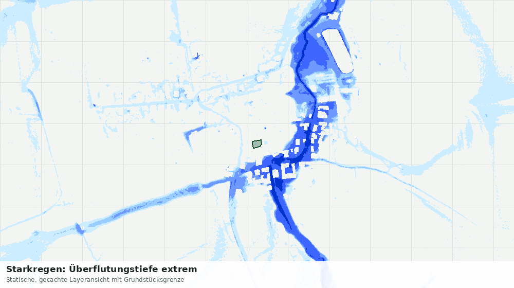 Statische Kartenansicht: Starkregen: Überflutungstiefe extrem
