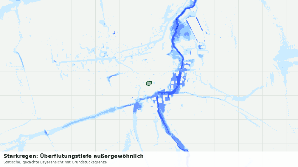 Statische Kartenansicht: Starkregen: Überflutungstiefe außergewöhnlich