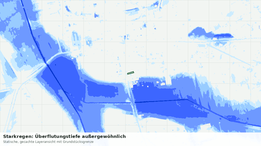 Statische Kartenansicht: Starkregen: Überflutungstiefe außergewöhnlich