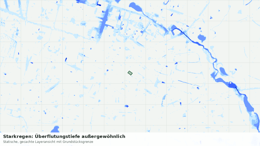 Statische Kartenansicht: Starkregen: Überflutungstiefe außergewöhnlich