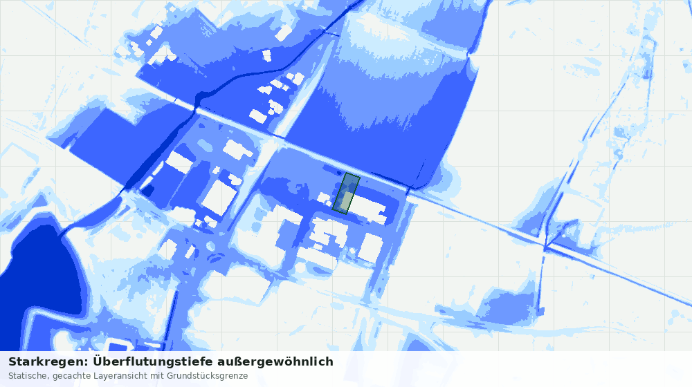 Statische Kartenansicht: Starkregen: Überflutungstiefe außergewöhnlich