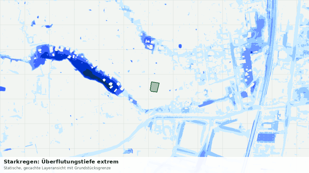 Statische Kartenansicht: Starkregen: Überflutungstiefe extrem