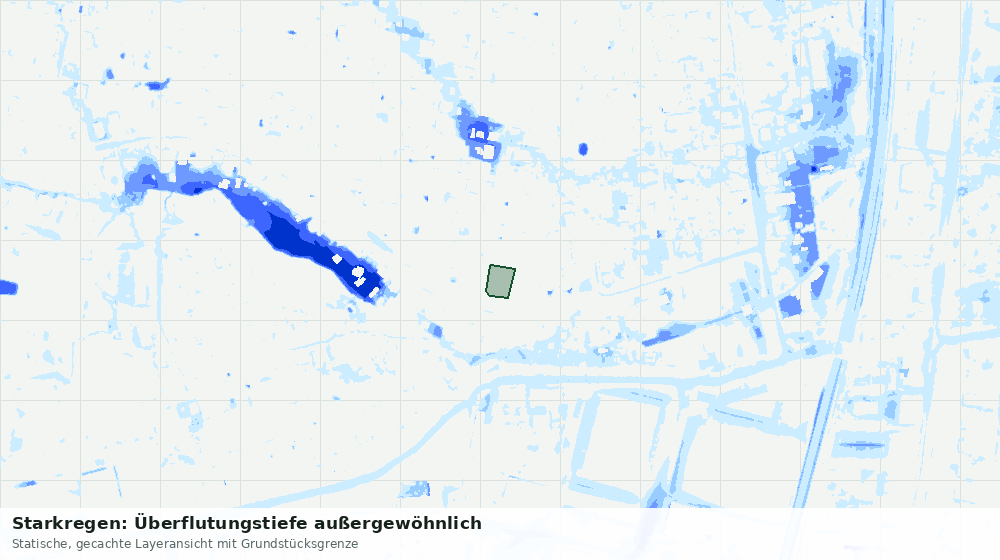 Statische Kartenansicht: Starkregen: Überflutungstiefe außergewöhnlich