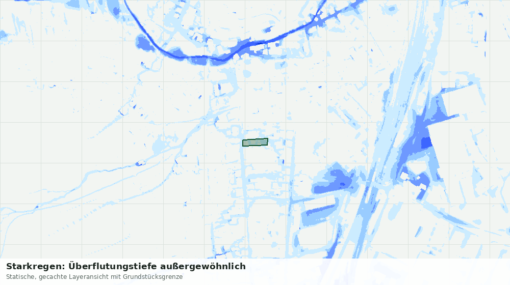 Statische Kartenansicht: Starkregen: Überflutungstiefe außergewöhnlich