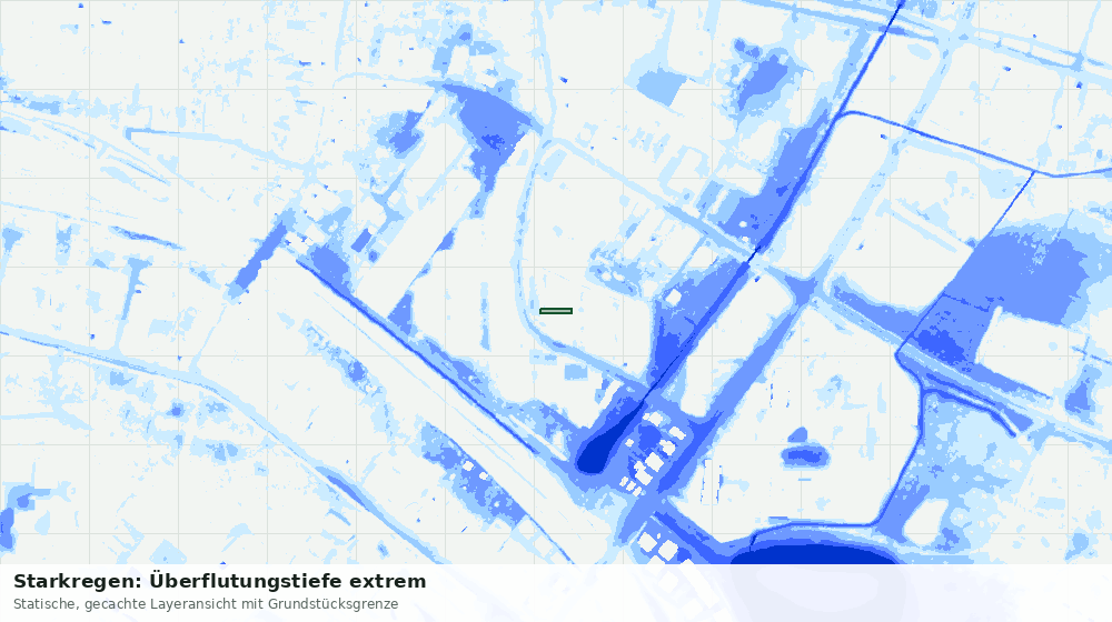 Statische Kartenansicht: Starkregen: Überflutungstiefe extrem