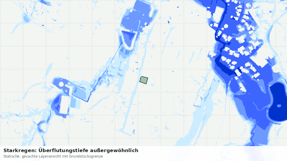Statische Kartenansicht: Starkregen: Überflutungstiefe außergewöhnlich