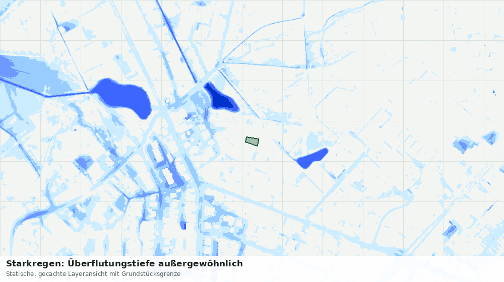 Statische Kartenansicht: Starkregen: Überflutungstiefe außergewöhnlich