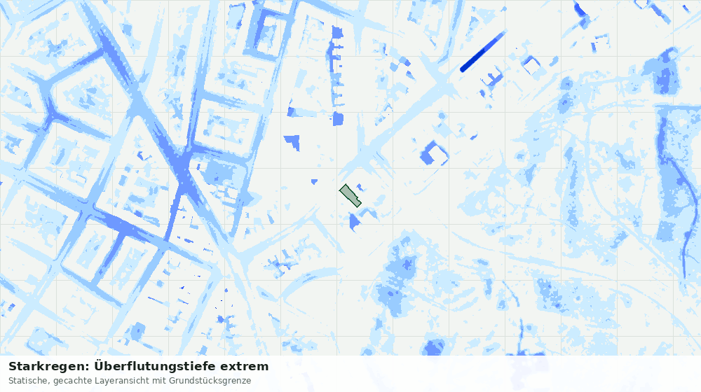 Statische Kartenansicht: Starkregen: Überflutungstiefe extrem