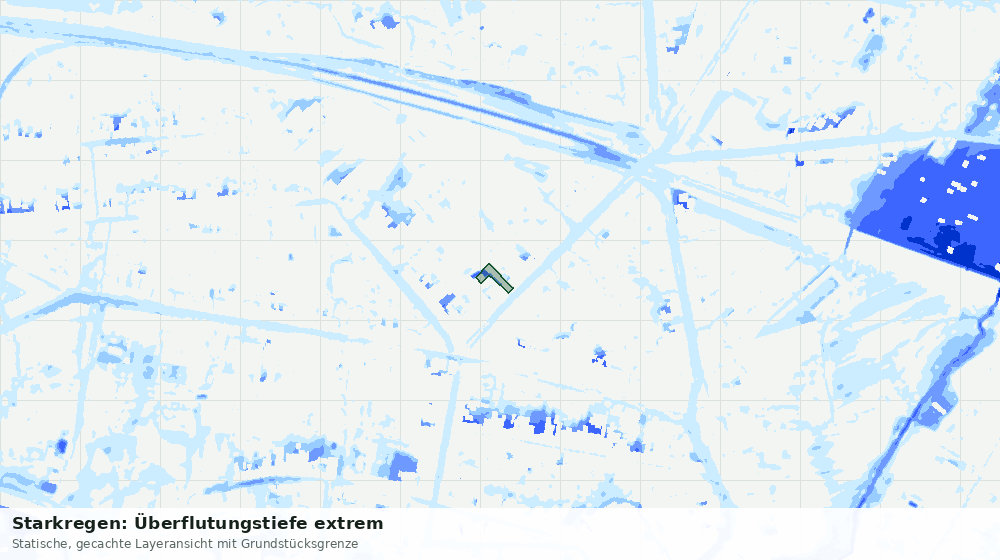 Statische Kartenansicht: Starkregen: Überflutungstiefe extrem