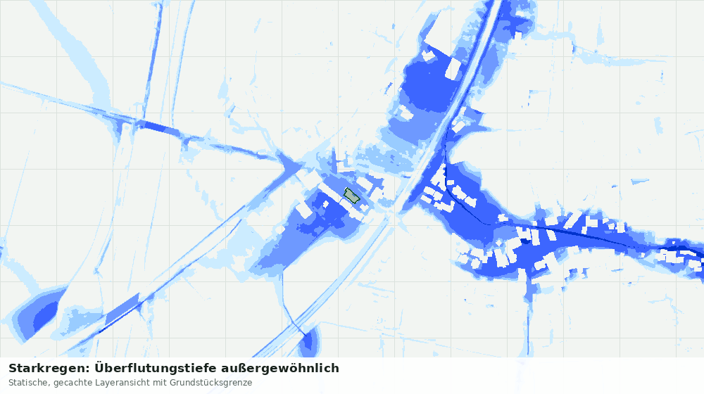 Statische Kartenansicht: Starkregen: Überflutungstiefe außergewöhnlich