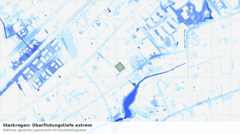 Statische Kartenansicht: Starkregen: Überflutungstiefe extrem