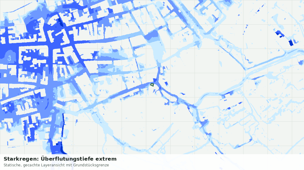Statische Kartenansicht: Starkregen: Überflutungstiefe extrem