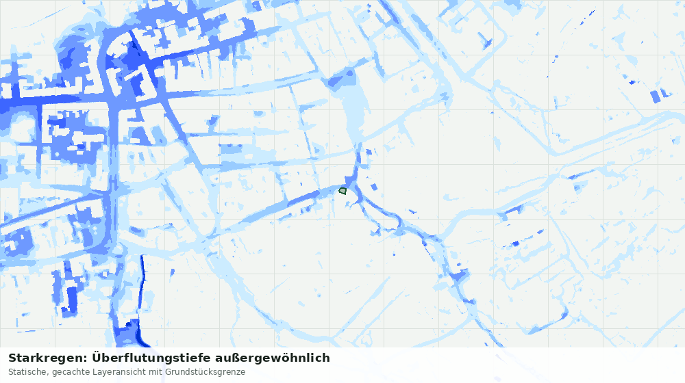 Statische Kartenansicht: Starkregen: Überflutungstiefe außergewöhnlich