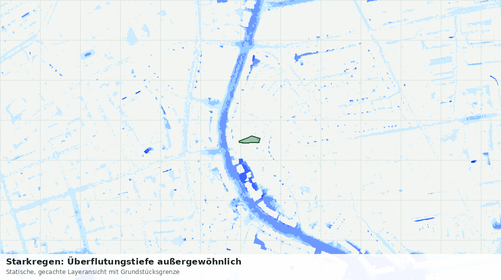Statische Kartenansicht: Starkregen: Überflutungstiefe außergewöhnlich