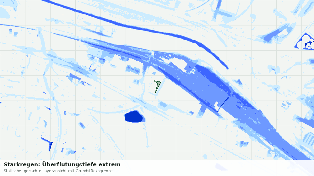 Statische Kartenansicht: Starkregen: Überflutungstiefe extrem
